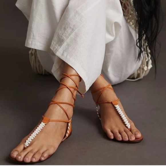 NEW Anthropologie Tie Up thong sandals - Picture 1 of 6